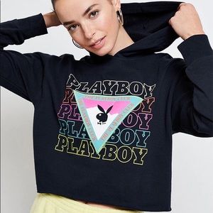Pacsun Playboy 80’s rainbow cropped hoodie NWOT